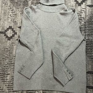Croft & Barrow Light Gray Knit Turtleneck Sweater with button detail